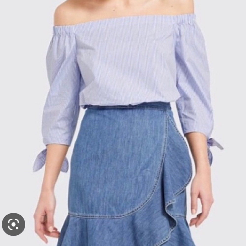 DRAPER JAMES Off The Shoulder Striped Blouse